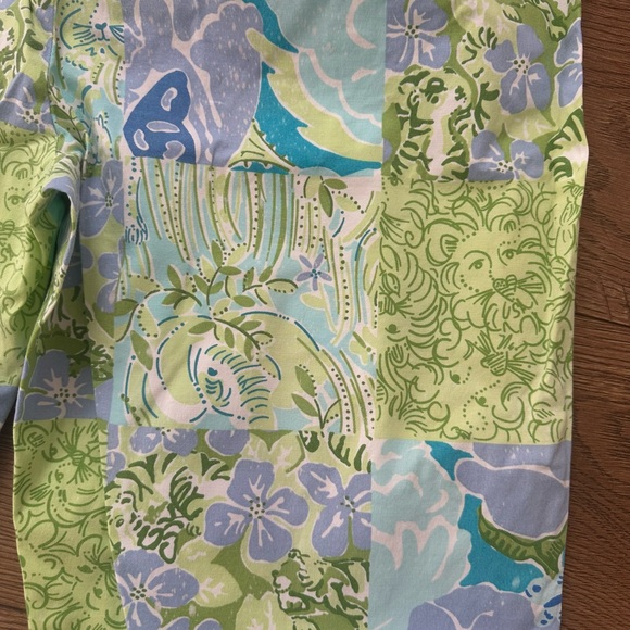 Vintage Lilly Pulitzer Animal zoo Blue Green Print Patchwork Cropped Capri sz 8 - Picture 8 of 9